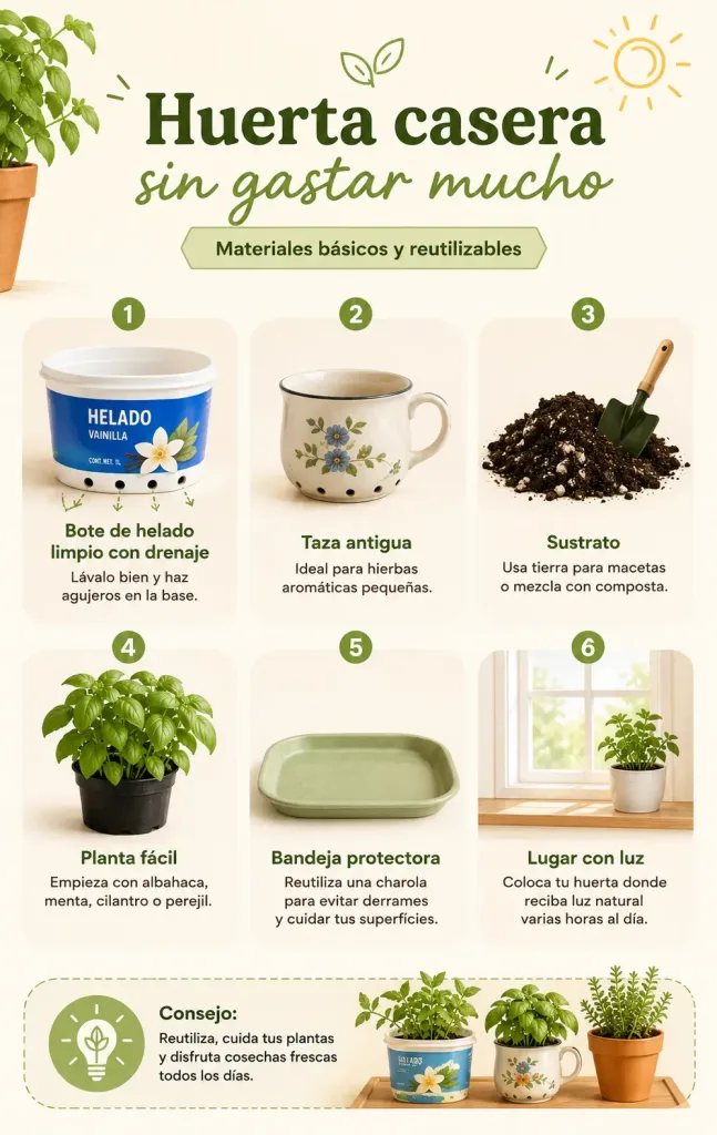 Qué necesitas para crear una huerta casera sin gastar mucho Materiales reutilizables para crear una huerta casera con poco presupuesto.
