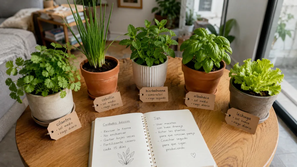 Selección de plantas fáciles para empezar una huerta casera en poco espacio.