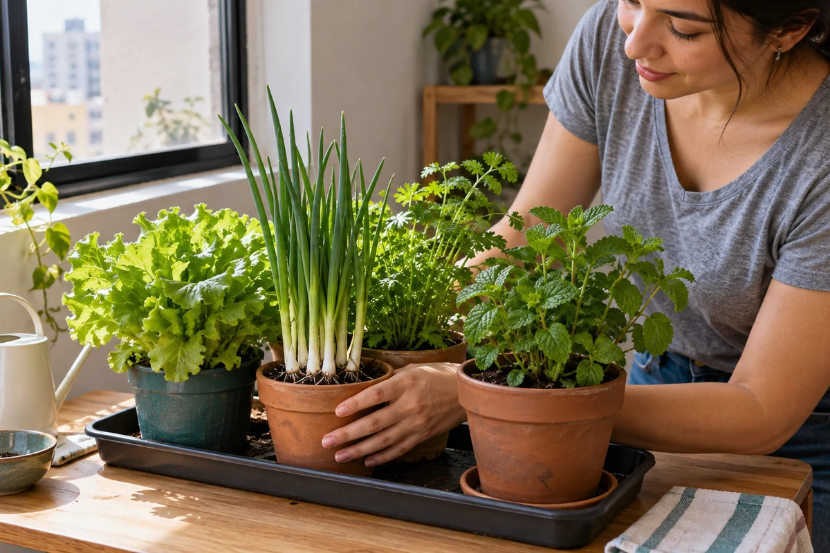 Tu primera huerta por etapas: qué sembrar ahora y qué dejar para después Macetas de una huerta casera organizadas para añadir nuevos cultivos poco a poco.